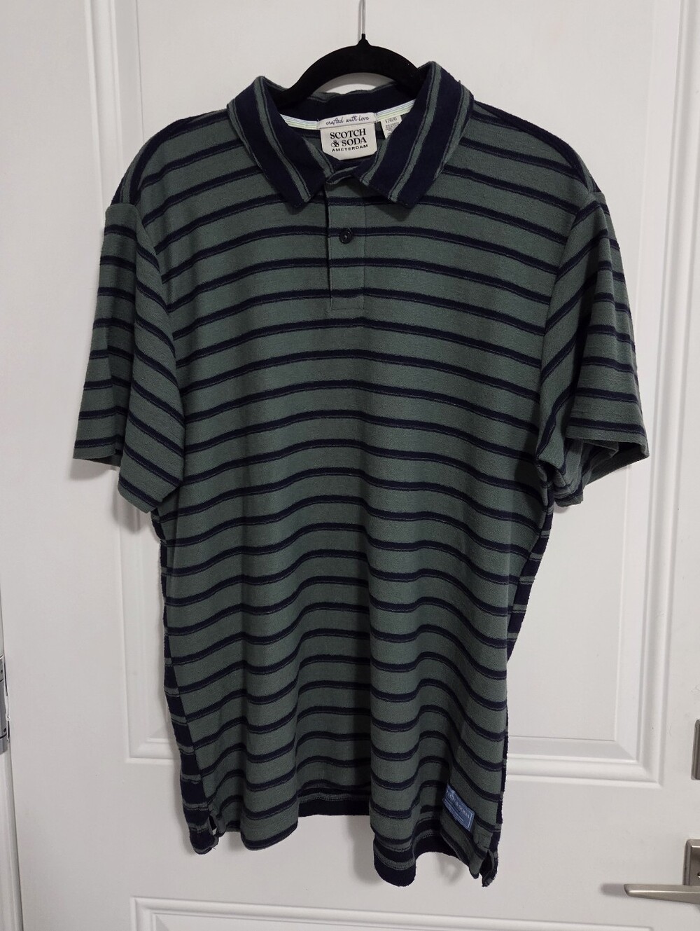 NWT - Scotch & Soda Men's Textured Striped Polo Shirt - Size L